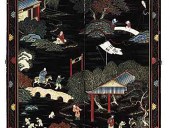 Porta a 2 battenti laccata e decorata in stile orientale