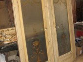 Coppia di porte antiche anta unica con vetri dipinti