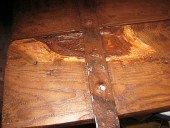 Dettaglio delle sfumature naturali della porta
